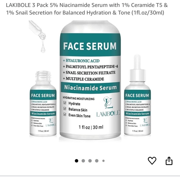 Lakibole Other - Lakibole 1 fl oz Niacinamide Serum with Hyaluronic Acid - Green and White. NIB!